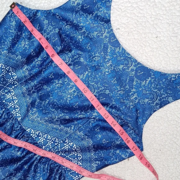 Outback Red Royal Blue Sleevelees Lace Print Fit & Flare Dress sz 10 - Picture 7 of 8